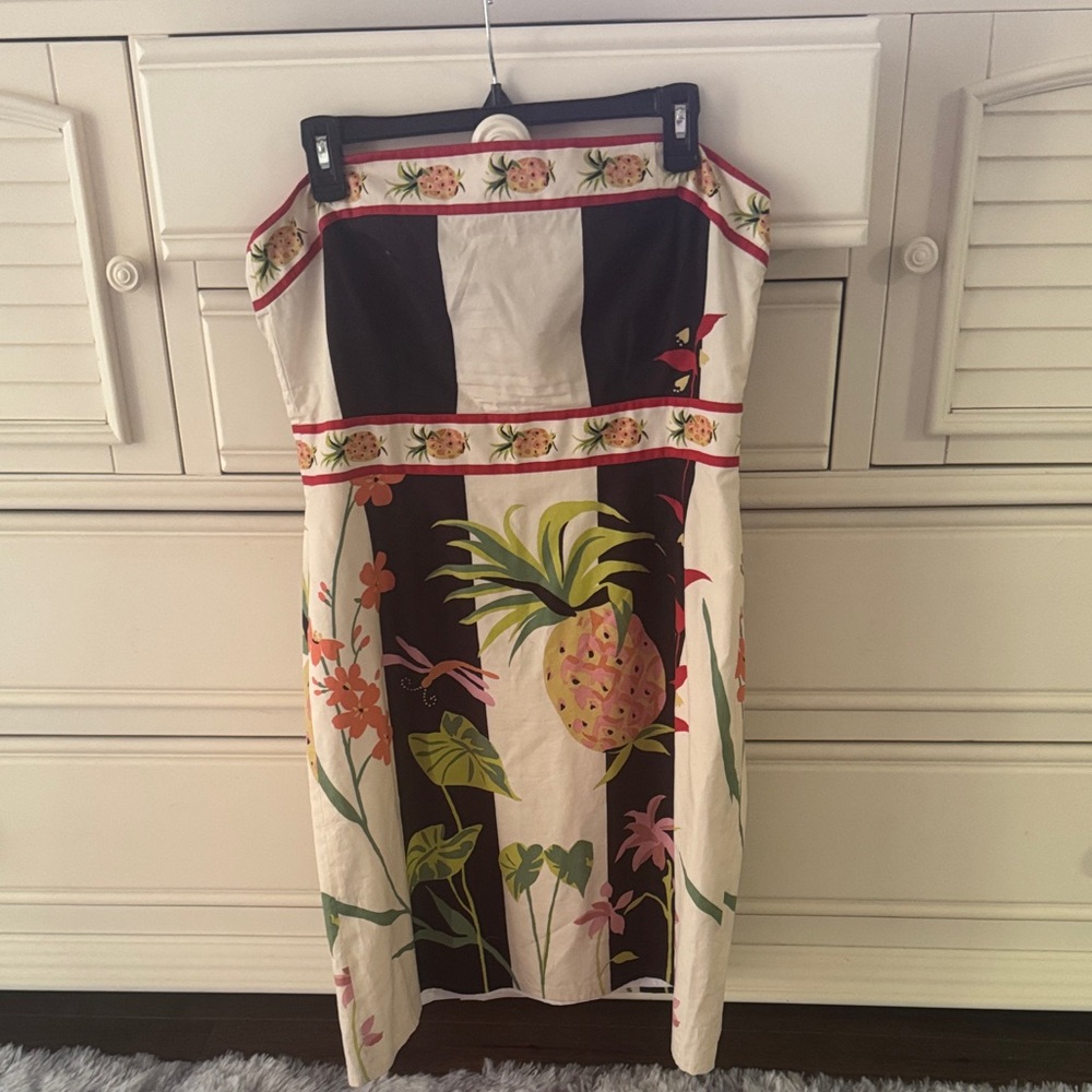J. Crew Strapless Dress with Pineapple and Floral Design